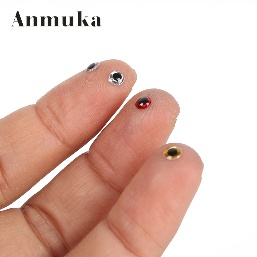 Anmuka 100шт/много Сделай сам 3D Рыболовную приманку глаза глаза 4мм-9мм реалистичные искусственные рыболовные глаз щепка золото Красный Гольян приманки палку