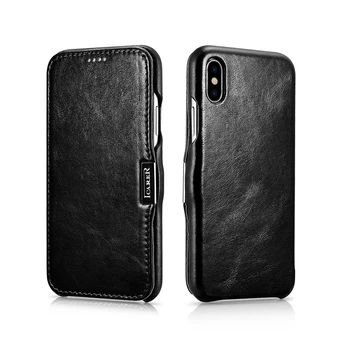 

High quality ICARER Hand Made Full Leather Design Of Vintage Genuine Leather Flip Case For iPhone X Leather Case For iPhoneXs