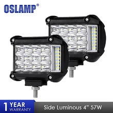 Oslamp 4 дюймов 57 Вт боковой световой светодиодный рабочий свет автомобиля дальнего света ближний свет комбо для 4×4 грузовиков внедорожных транспортных средств светодиодный бар