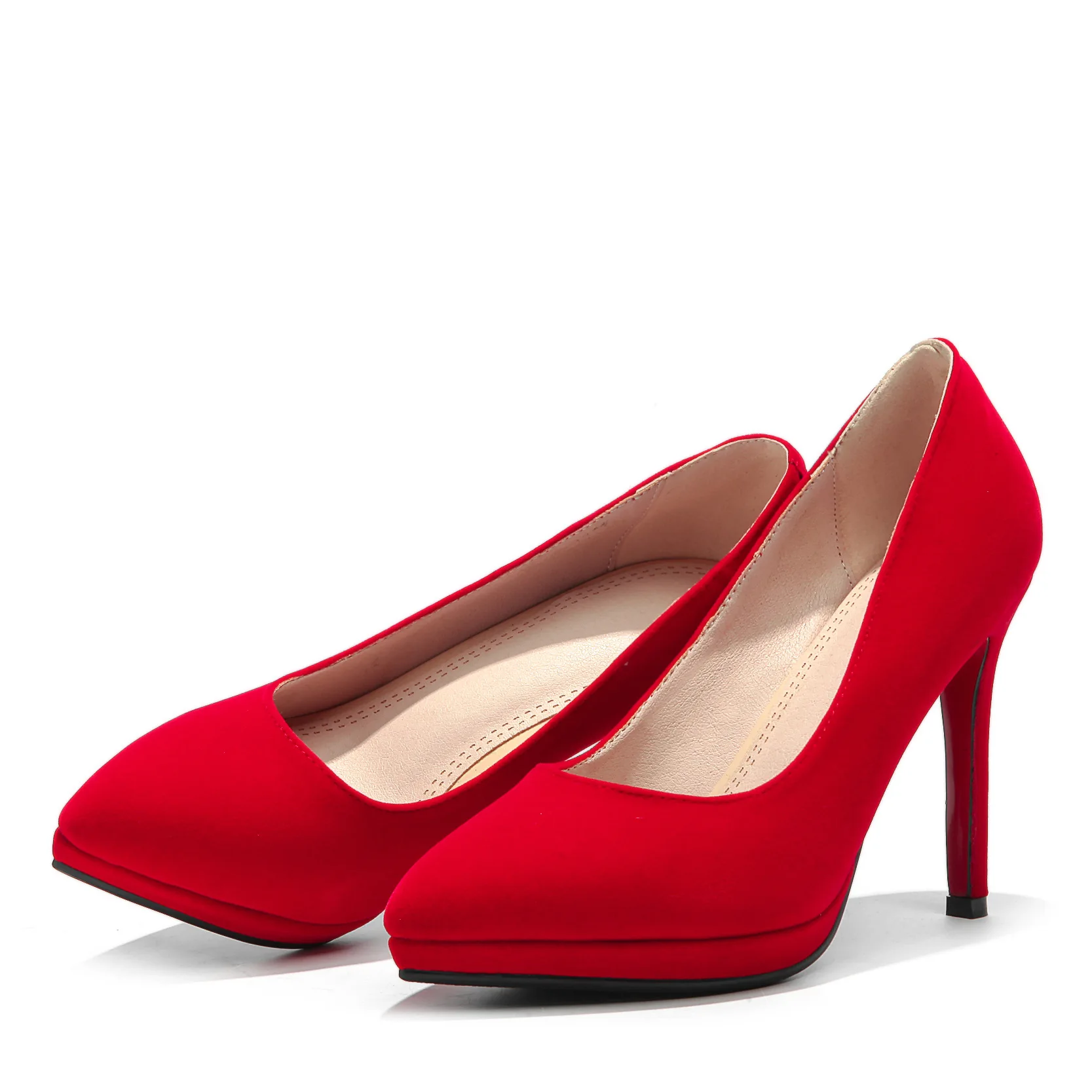 The new spring fashion pointed high-heeled sexy fine 43 bride shoes with 33-18226 - Цвет: Красный