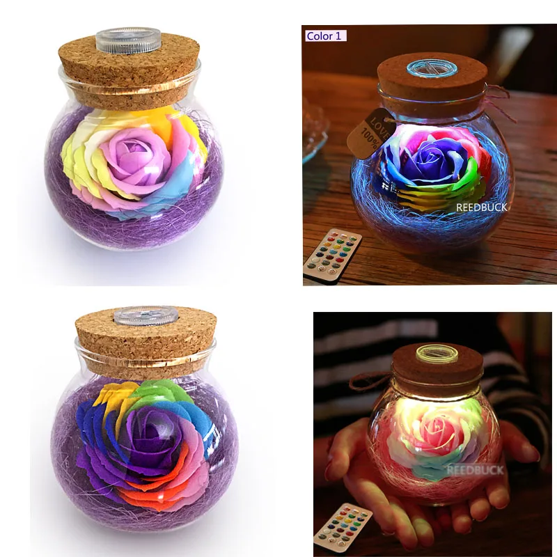 LED Dimmer Lamp Creative Rose Flower Bottle Light Great Holiday Gift 13 Colors