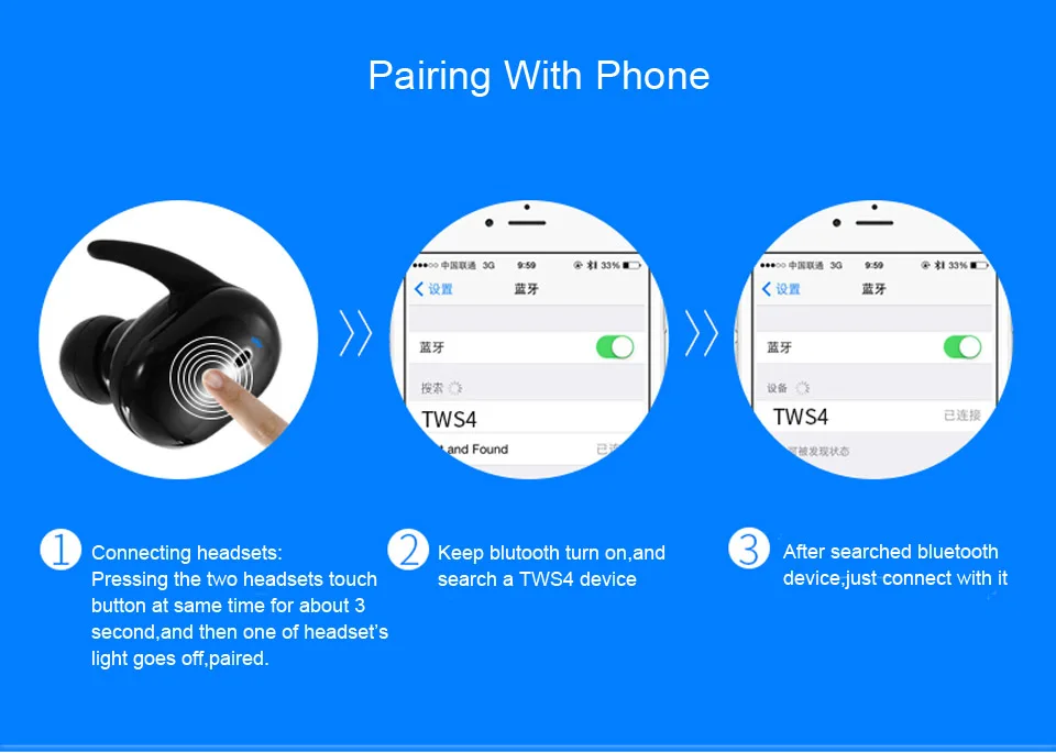 TWS4 водонепроницаемые беспроводные наушники с Bluetooth, наушники с зарядным устройством, спортивные наушники с сенсорным управлением Bluetooth V5.0, игровая гарнитура