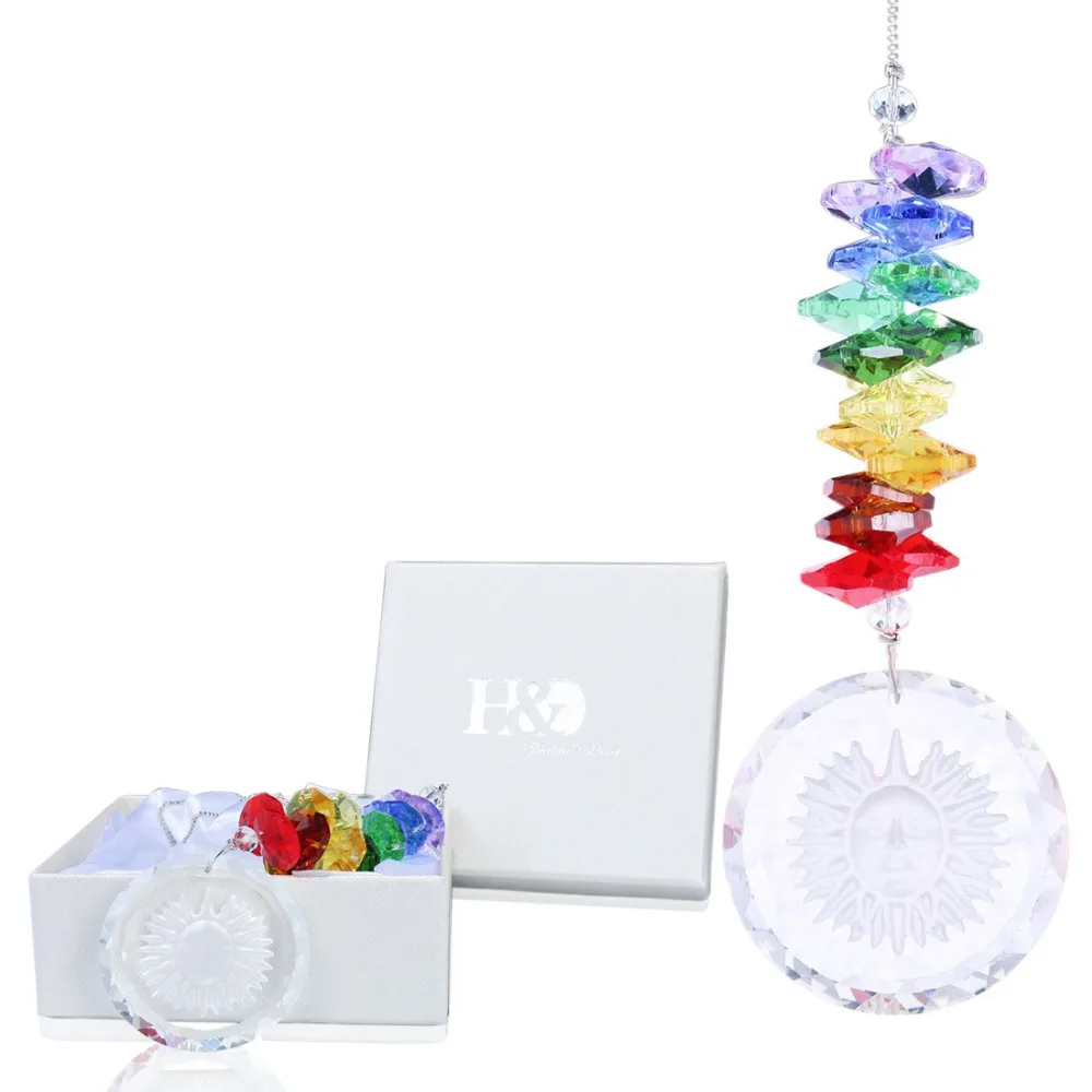 H& D Chakra Висячие хрустальные солнцезащитные очки для лица Fengshui орнамент Suncatcher зеркало заднего вида автомобиля очарование Декор окна