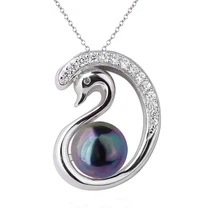 Ladies Swan Authentic Sterling Silver 925 Pendant Necklace Multiple Colors seashell Pearl Lovely Jewelry for Girlfriend P062
