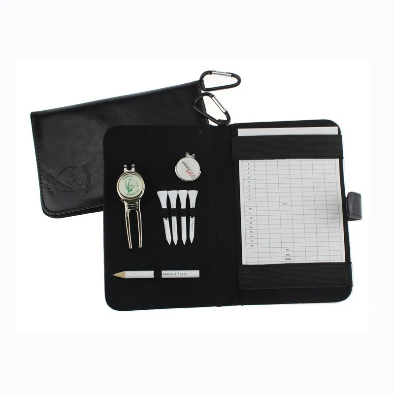 

OEM Custom Logo Golf Score Card Holder Easy Carry Golf Gifts for friend with divot tool hat clip wood tees and pencil