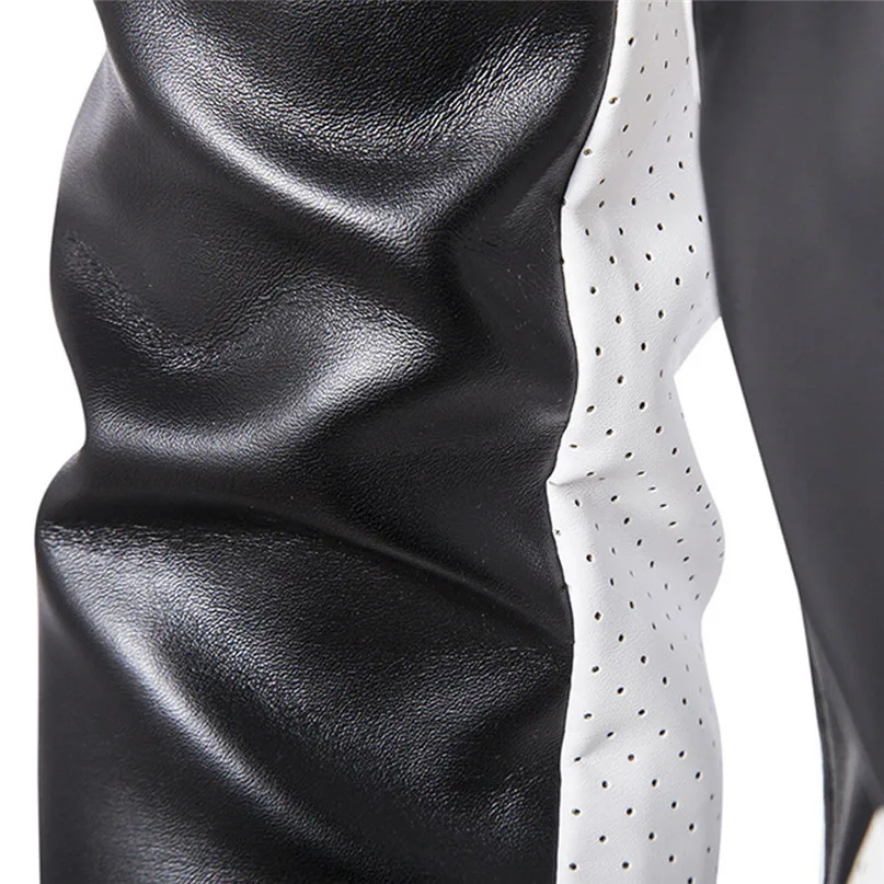 Cycling Jackets Mens Autumn Winter Long Sleeve Stand Patchwork Leather Coat Outwear Cycling Windproof Jacket Coat #2S21 (8)