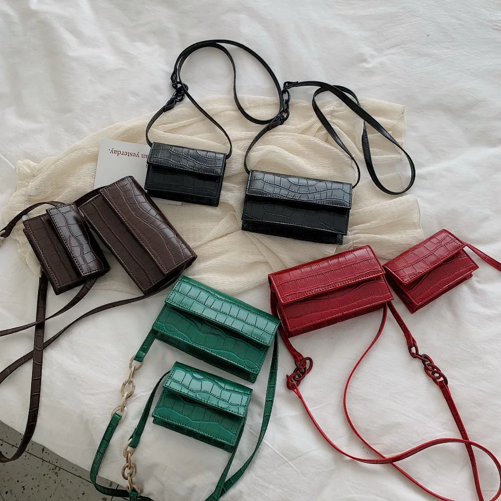 Patrón de piedra bandolera bolsas para las mujeres 2019 pequeño de cuero de la Pu monederos y bolsos nuevo diseñador señoras bolso de hombro