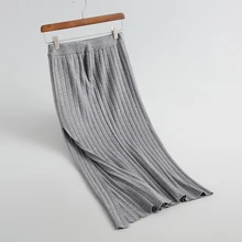 Осенняя Женская Повседневная однотонная прямая юбка, трикотажная юбка с разрезом