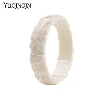 

Vintage Resin Cuff Engraved Flowers Fashion Bracelets Bangles for Women New Acrylic Bracelet Female Simple Charm Party Jewelry