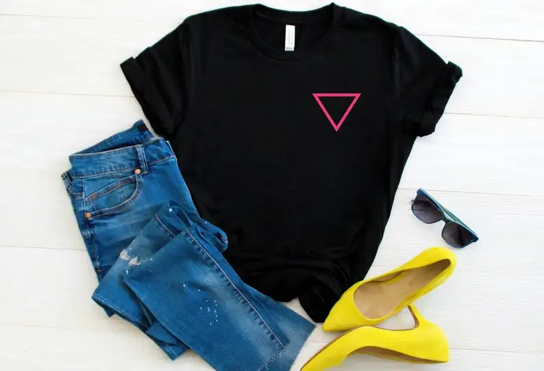 

Pink Triangle pocket Women tshirt Casual Cotton Hipster Funny t-shirt For Lady Yong Girl Top Tee Drop Ship ZY-158