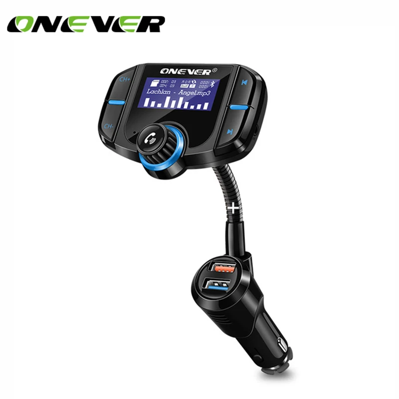 

Onever FM Transmitter 2 Port QC 3.0 Quick Charger Bluetooth Handsfree Car Kit Modulator 1.65'' Screen MP3 Player Support Siri