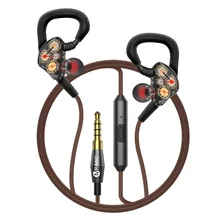 Новинка, высококачественный тяжелый сабвуфер, четыре ядра, двойная подвижная катушка, наушники в ухо, HIFI прослушивание музыки с микрофоном