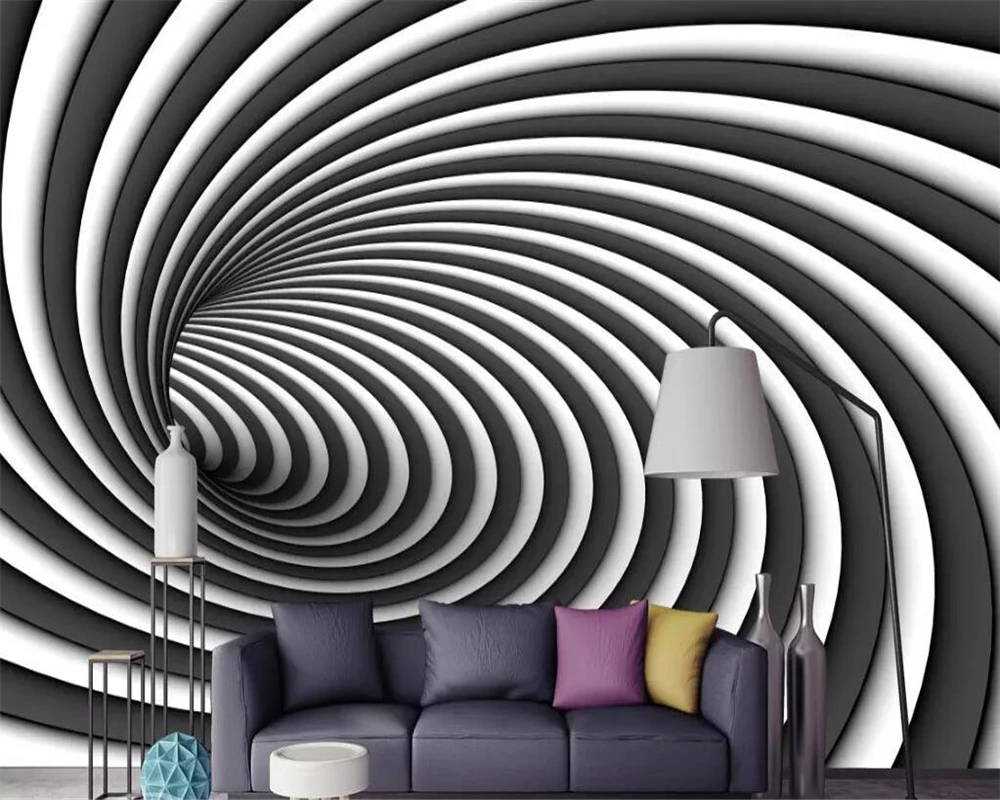 Beibehang Wallpaper mural Nordic minimalist black and white stereo tunnel TV background wall living room bedroom 3d wallpaper Beibehang Wallpaper mural Nordic minimalist black and white stereo tunnel TV background wall living room bedroom 3d wallpaper