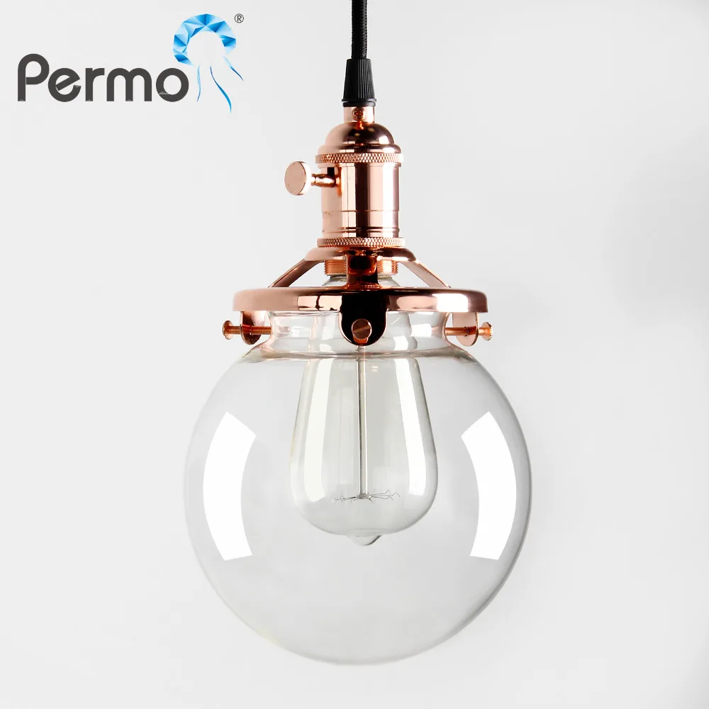 Permo 5,9 ''прозрачные стеклянные подвесные светильники, подвесные потолочные светильники для кухни, ресторана, современные винтажные подвесные светильники
