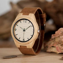BOBO BIRD мужские бамбуковые часы с кожаным ремешком, японские Мужские кварцевые наручные часы, идеальные подарки, C-A40, Прямая поставка