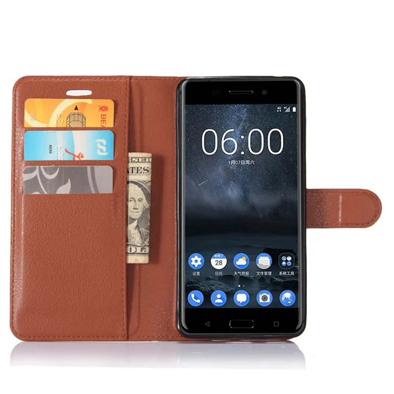 Чехол-кошелек для Nokia 6, кожаный чехол-книжка для телефона Nokia 6 TA-1021 TA-1033, чехол-бампер из ТПУ с отделением для карт