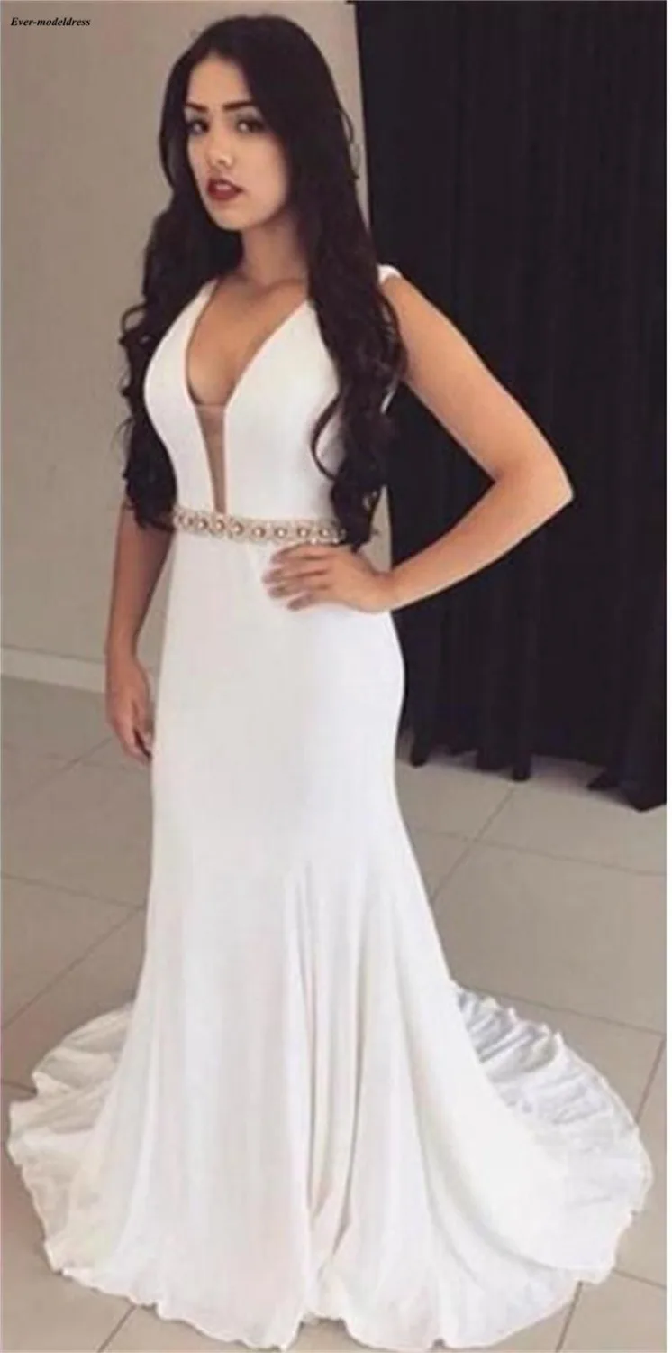 Vestido baile Latino Mujer v-образным вырезом шифоновое, платье-Русалка Длинные платья для выпускного бала с бусинами поясом с низким вырезом на спине простой изготовленный на заказ дешевые официальная Вечеринка платья