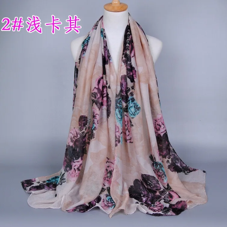 Большого размера, мягкий шарф из вискозного шелка с цветочным принтом для женщин на лето и весну в богемном стиле пашмины шаль можно выбрать цвет