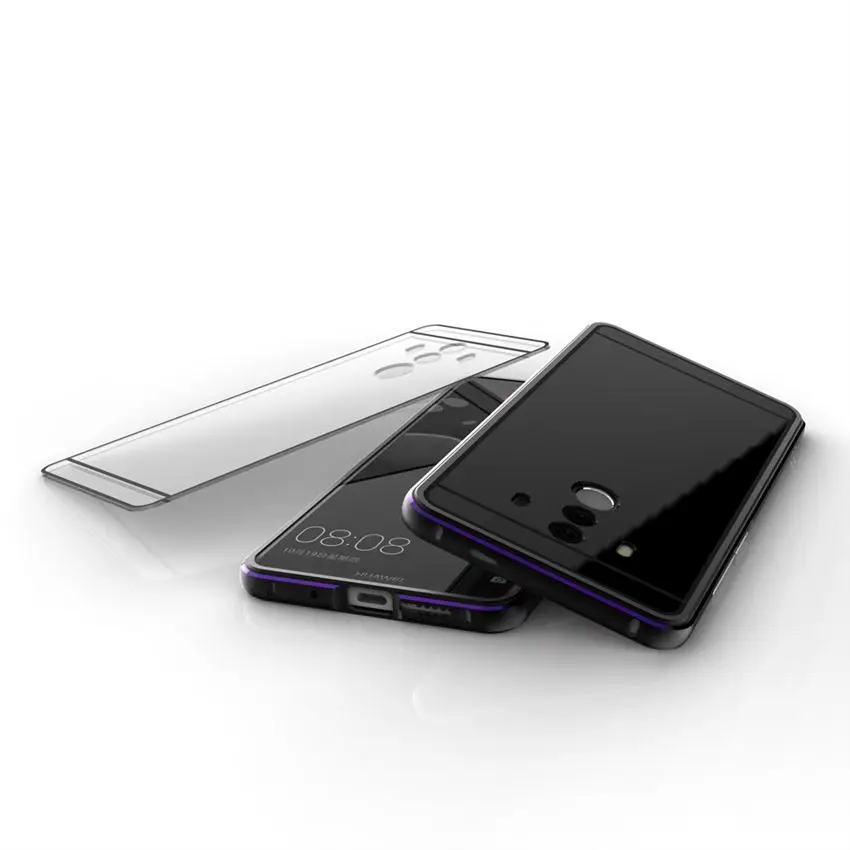 black and purple Чехол для huawei mate 10 Pro, металлический каркас из алюминиевого сплава, прозрачный жесткий чехол для huawei mate 10 pro, бампер mate 10, металлический чехол - Цвет: black and purple