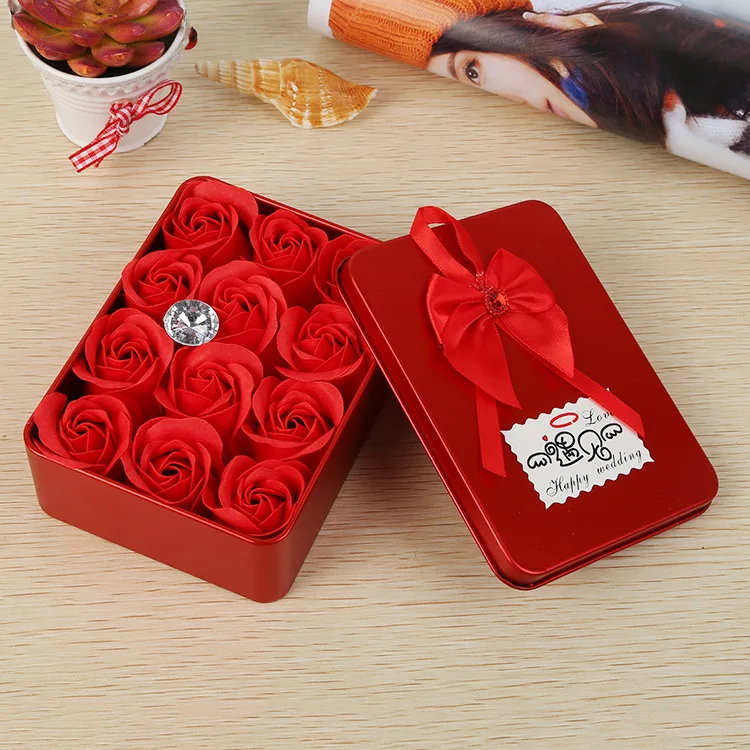 1 Set 12 9 4cm 12 Immortal Rose Heart Iron Box Soap Flower Girlfriend Birthday Gift Flowers Girlfriend Flower Box Giftflower Gift Aliexpress