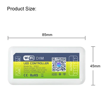 

DC12-24V WIFI Single Color Light Emitting Diode Controller Smart Phone App Control Android/ IOS System Strip Light Lighting Box