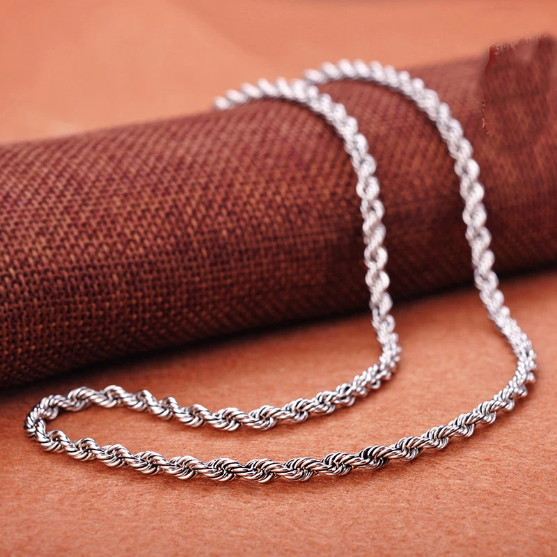 S925 Sterling Silver Necklace 19inch Rope Chain Women Necklacein Chain