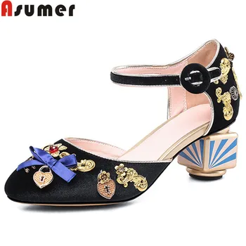 

ASUMER big size 34-43 fashion summer new shoes woman round toe buckle pumps women shoes elegant prom high heels shoes women