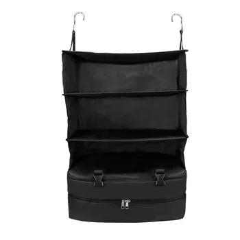 

3 Layers Portable Travel Storage Bag Hook Hanging Nylon Mesh Bag Organizer Wardrobe Clothes Shoes Storage Bag