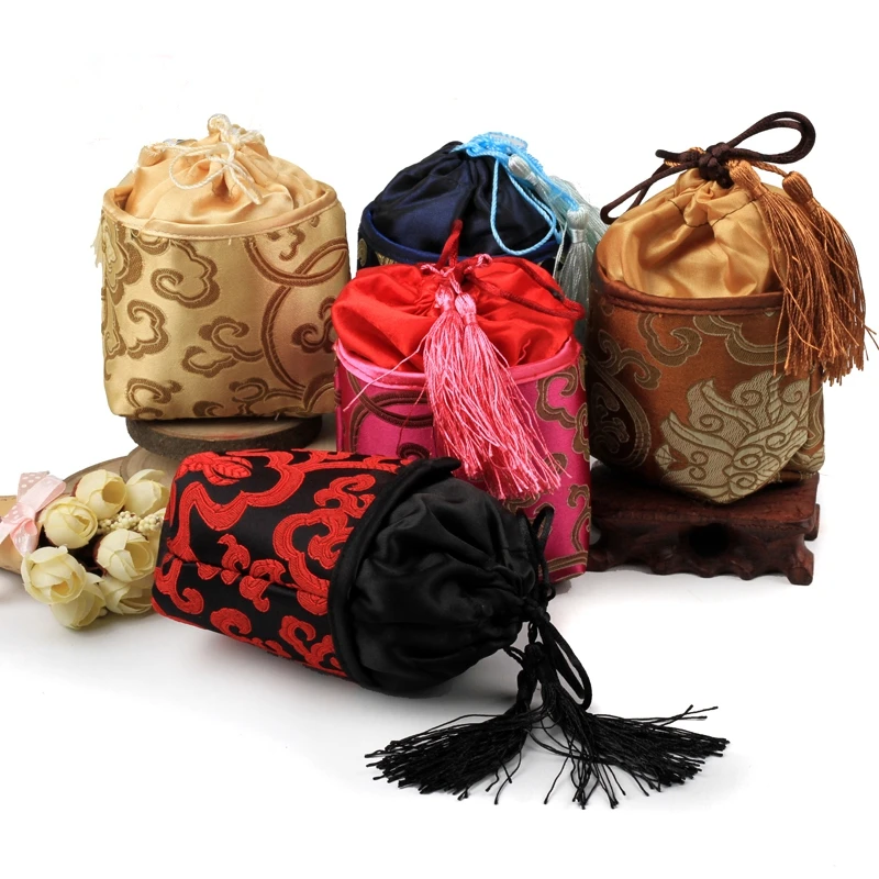 Tassel Floral Cloth Empty Tea Bags Sachet Christmas Bags Square Bottom