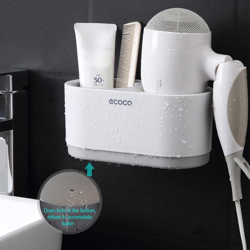 Online Estante de baño juego de secador de pelo estante de pared accesorios de baño estantes soporte de almacenamiento para secador de pelo no perforar