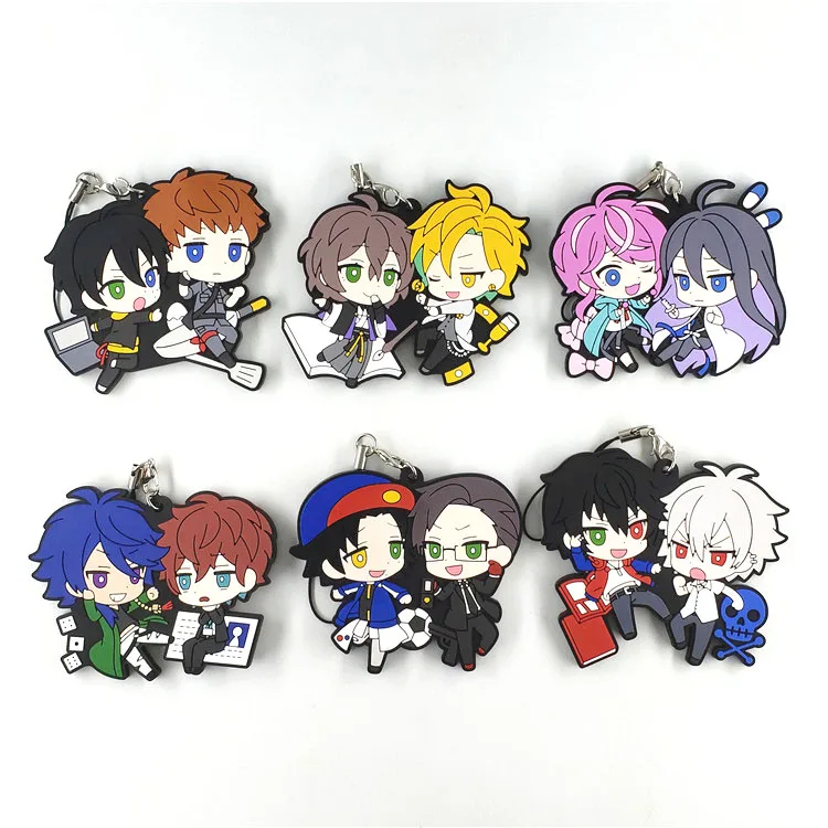 

6pcs/lot HypnosisMic -Division Rap Battle DRB Original Japanese anime figure rubber Silicone mobile phone charms/key chain/strap