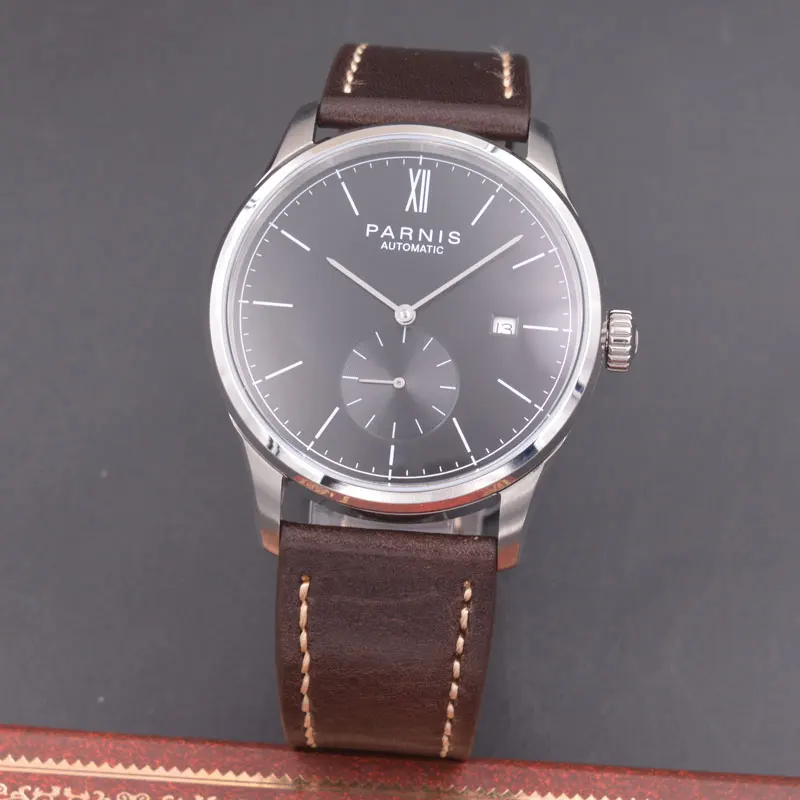 Parnis 42mm watch black dial calendar Seagull Movement Automatic mechanical men watch PN606 Parnis 42mm watch black dial calendar Seagull Movement Automatic mechanical men watch PN606