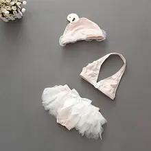Купальный костюм для младенцев, комплект бикини для балета с лебедем, летний купальный костюм, бикини с шапочкой, детский купальный костюм+ шапочка, детский купальный костюм для пляжа