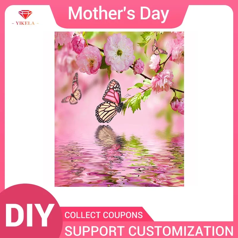 

YIKELA 5D DIY Diamond Painting Butterfly Flower Cross Stitch Diamond Embroidery Mosaic Wall Art Home Needlework Rhinestone Decor