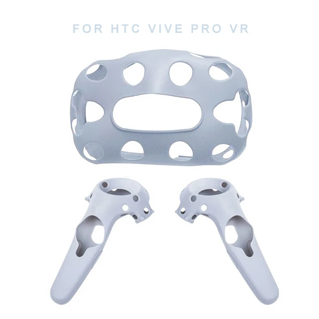 Для htc Vive Pro VR гарнитура виртуальной реальности силиконовая резина для htc Vive Pro протектор шлем контроллер ручка чехол Противоскользящий - Цвет: Gray Set Case