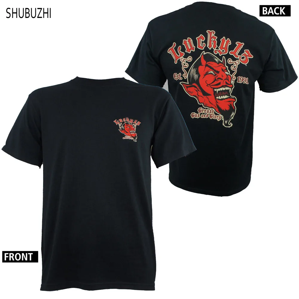 

cotton tshirt Authentic LUCKY 13 Devil Grease Gas And Glory Rockabilly T-Shirt shubuzhi Unisex Fashion T Shirts top tee sbz169