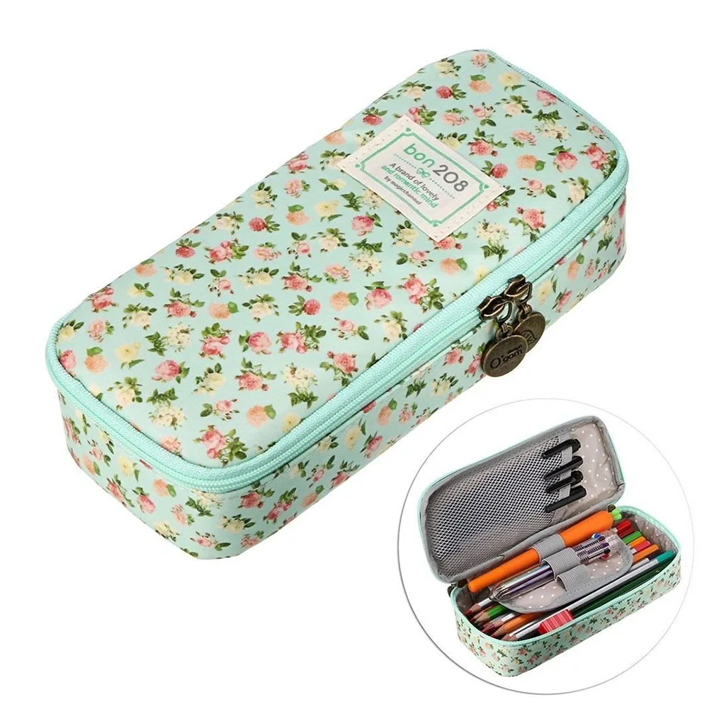 

Cute Pencil Case Large Capacity Floral Pencil Stationery Organizer Multifunction Cosmetics Bag 899