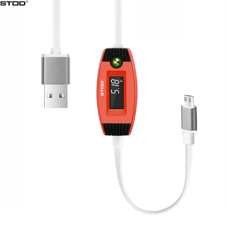 STOD Micro USB кабель тестер светодиодный дисплей текущее время поддержка быстрая зарядка для samsung huawei zte Xiaomi power Bank зарядное устройство метр - Цвет: Оранжевый