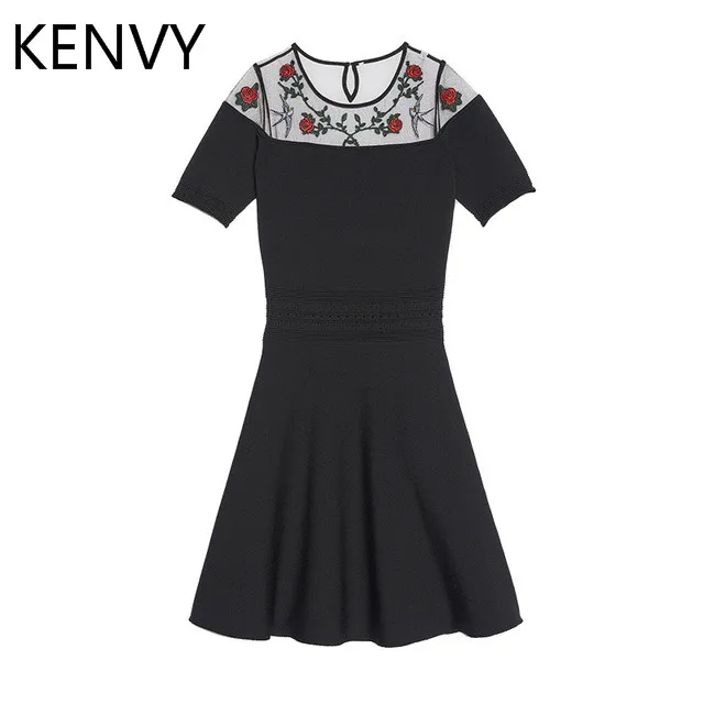 KENVY Brand High end Luxury Women's Fashion Summer Slim Embroidery Was