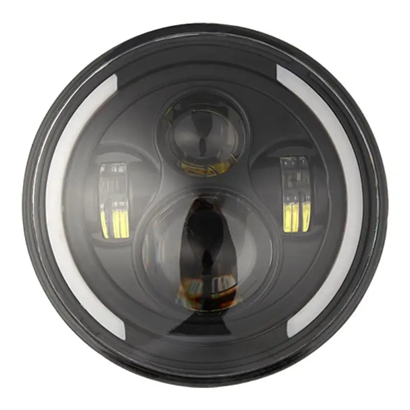 

7 inch Round LED Headlight Dust-proof Fog-proof Removable Halo Angle Eyes Headlamp for Harley Wrangler JK LJ TJ 14x10x2cm