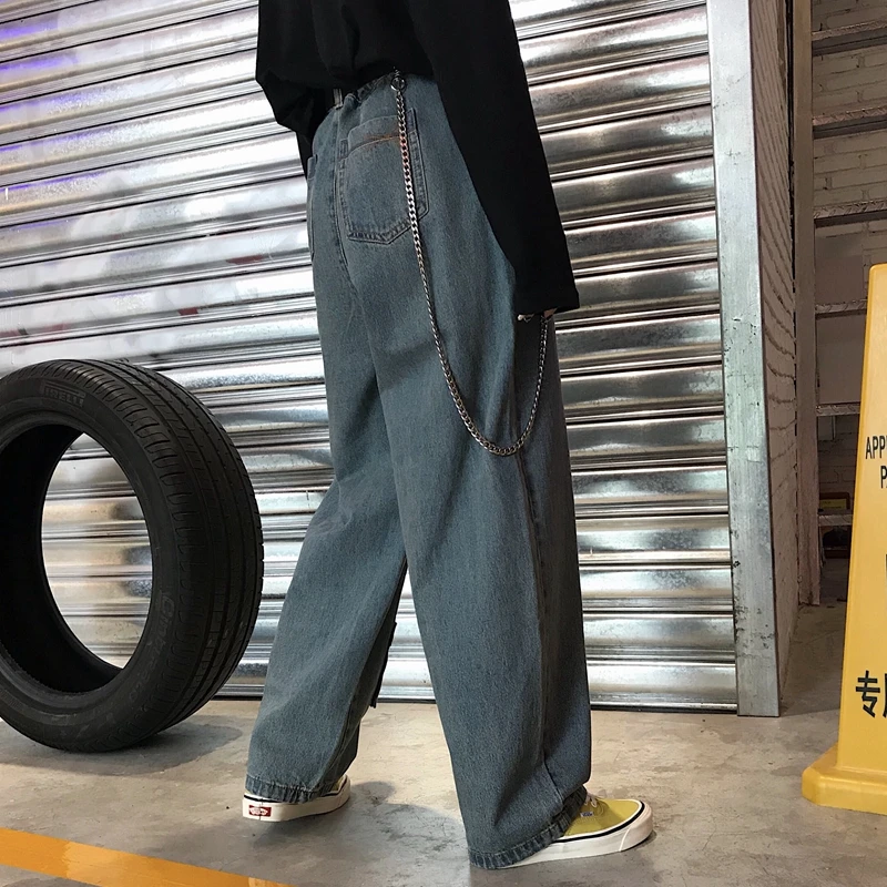 Мешковатые Свободные прямые Лоскутные карманные винтажные уличные шаровары в стиле хип-хоп панк с высокой талией джинсы корейские женские/мужские джинсовые длинные штаны большие