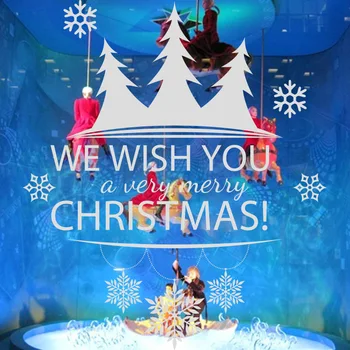 

We Wish You Christmas DIY Wall Sticker Festive atmosphere Glass Art PVC Snowflake Decorative Wallpaper JG4201