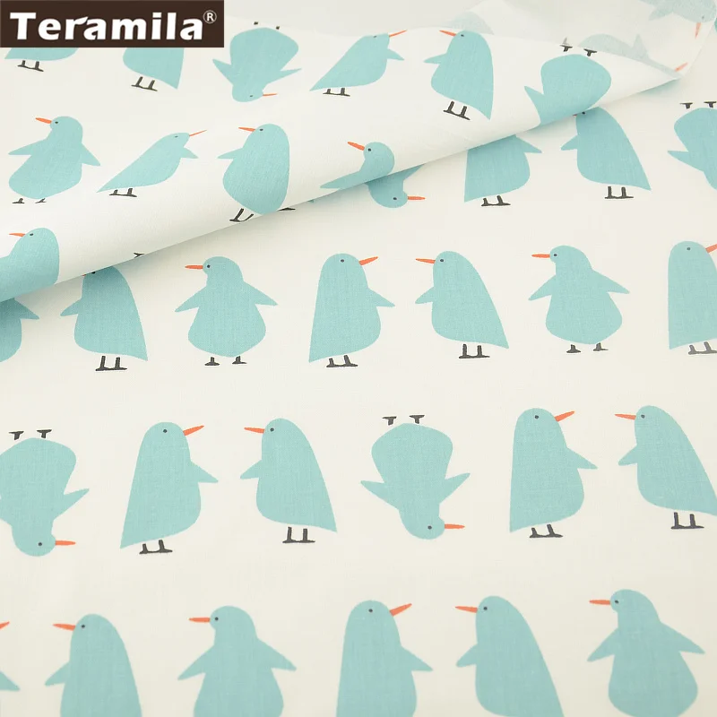 

Teramila Home Textile Material Bed Sheet Patchwork Lovely Penguin Designs 100% Cotton Fabric White Twill Fat Quarter Tissue