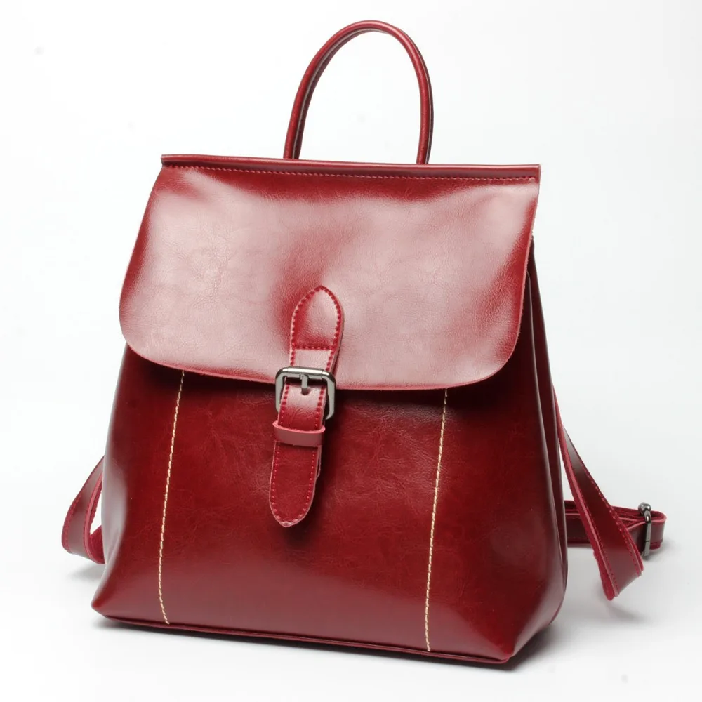 Version Tendance blue ca Black Sac Taille D'huile À Cuir Mme Cire Zippée Coréenne En Dos brown Mode Boucle Grand Multifonctionnel La burgundy De dwHv6SUqR