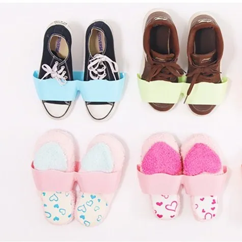 

Fashion three-dimensional wall hung shoe shelf Candy color paste home furniture cabinet DIY bathroom shoe rack storage