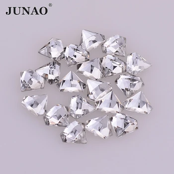 

JUNAO 10x12mm Clear White Crystal Acrylic Diamond Rhinestones Flat Back Gems Non Sewing Strass Applique for Clothes Crafts