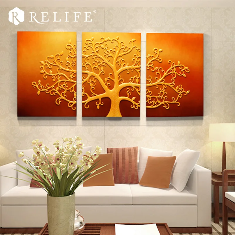 3 шт. комбинированное Дерево жизни смолы настенная живопись без рамки