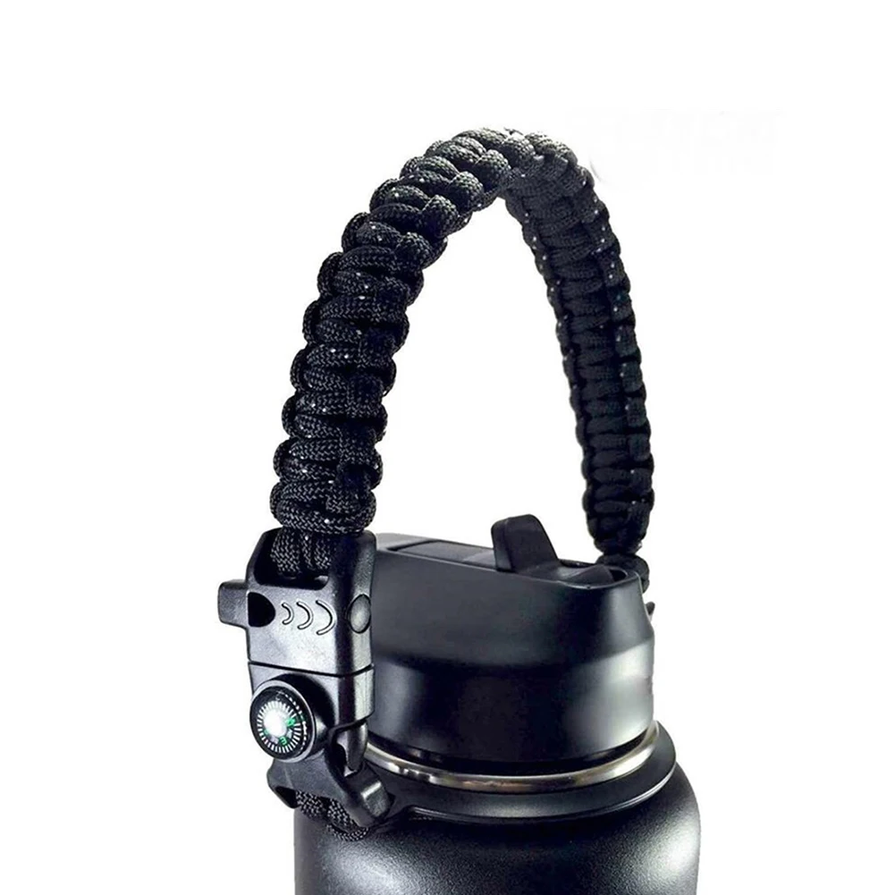 With Ring Water Bottle Paracord Hiking Fits Wide Mouth Travel Carrying Simple Handle Strap 7 Core Cup Holder For Hydro Flask
