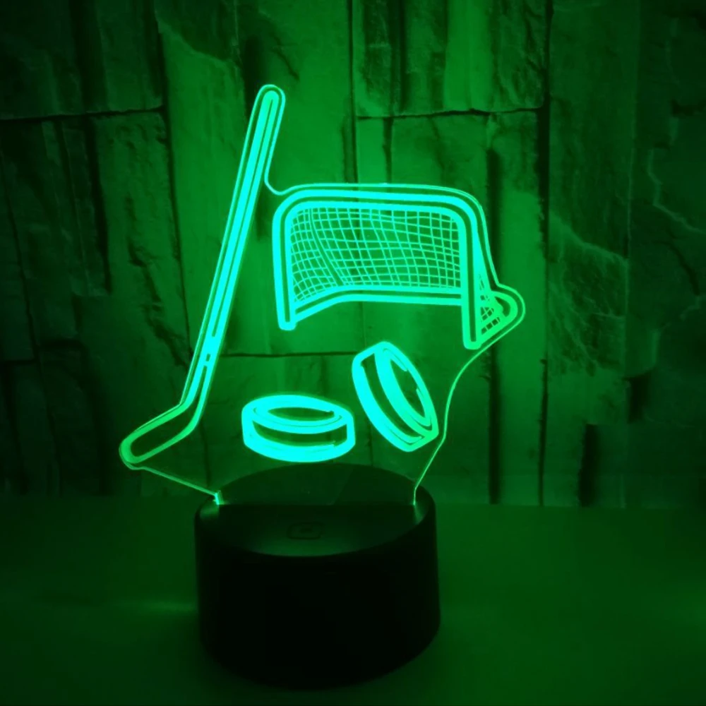 3D LED ночник хоккейная клюшка с 7 видов цветов лампа для украшения дома потрясающая