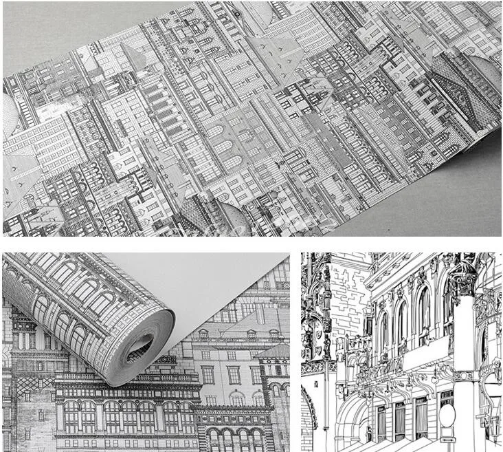 Beibehang современный стиль черный и белый город архитектура магазин одежды обои спальня фон обои